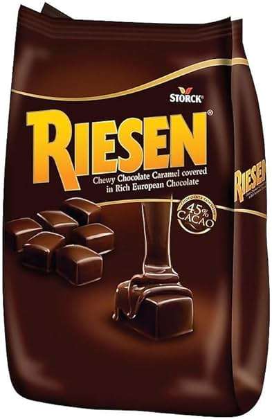 Riesen Dark Chocolate Covered Caramel Candies - Individually Wrapped Soft & Chewy Candy Pieces, 45% Cacao, European Dark Chocolate - 30 oz Bulk Bag (Pack of 1) - Image 2