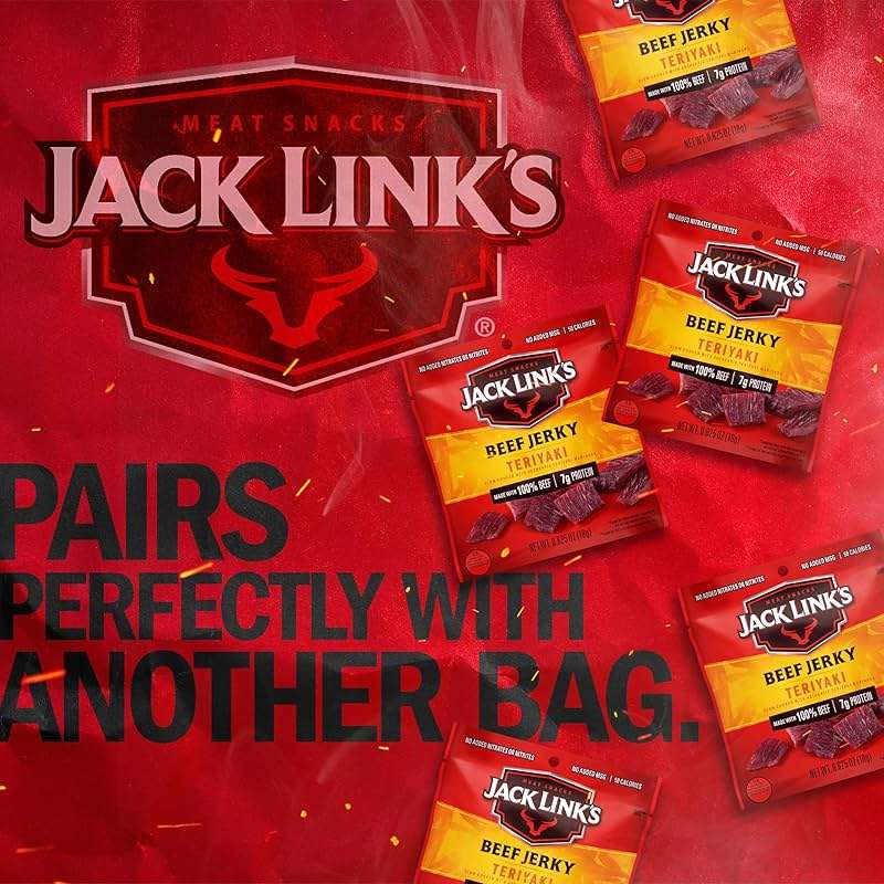 Jack Link's Teriyaki Beef Jerky Multipack - (5 Pack) 0.625 oz Bags - Ready to Eat Real Meat Protein Snacks - 7g Protein per Serving - Made with 100% Real Beef - Image 7