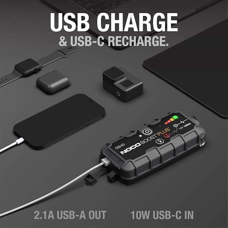 NOCO Boost GB40: 1000A UltraSafe Jump Starter – 12V Lithium Battery Booster Pack, Portable Jump Box, Power Bank & Jumper Cables - for 6.0L Gas and 3.0L Diesel Engines - Image 4