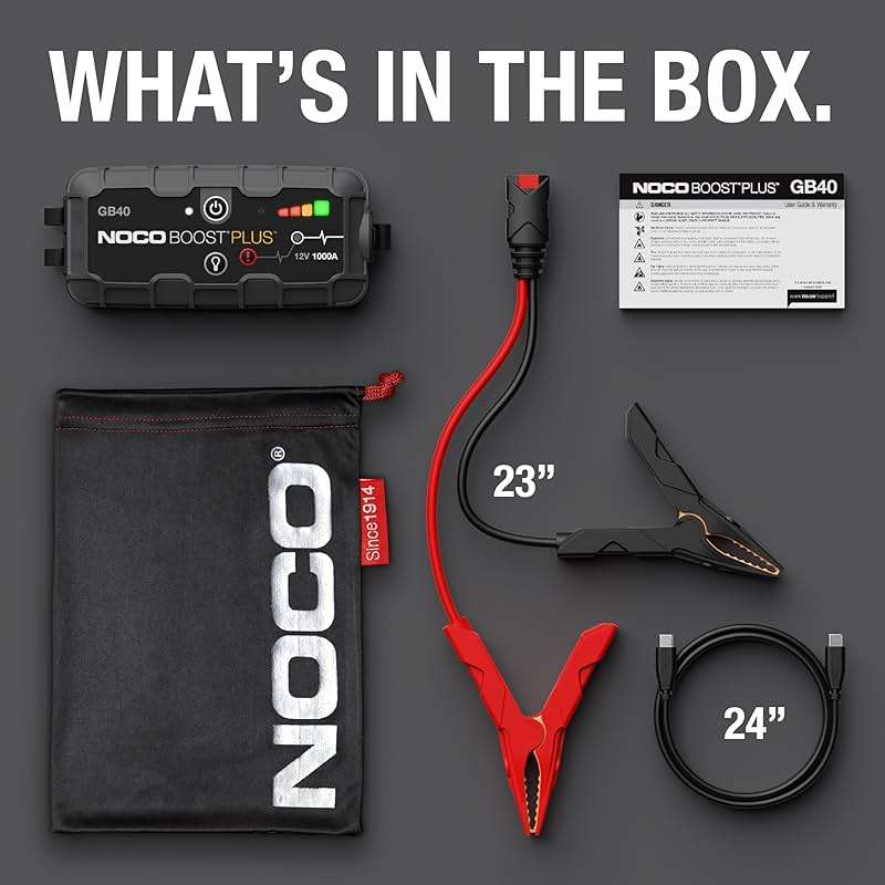 NOCO Boost GB40: 1000A UltraSafe Jump Starter – 12V Lithium Battery Booster Pack, Portable Jump Box, Power Bank & Jumper Cables - for 6.0L Gas and 3.0L Diesel Engines - Image 6