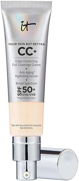 IT Cosmetics CC+ Cream - Natural Full Coverage Foundation With SPF 50+, Color Corrector & Anti-Aging Hydrating Serum, Hyaluronic Acid + Peptides, Lightweight Up To 24H Wear, All Skin Types - Image 1