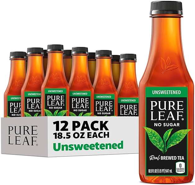 Pure Leaf Iced Tea, Unsweetened Real Brewed Tea, Zero Sugar & Zero Calories, 18.5 Fl Oz (Pack of 12) - Image 1