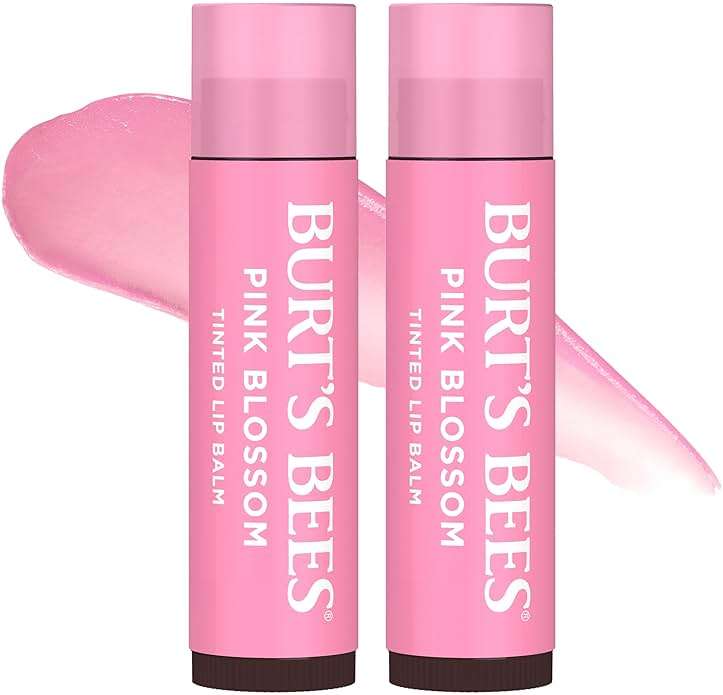 Burt's Bees Lip Tint Balm, Mothers Day Gifts, with Long Lasting 2 in 1 Duo Tinted Balm Formula, Color Infused with Deeply Hydrating Shea Butter for a Natural Buildable Finish, Pink Blossom (2-Pack) - Image 1