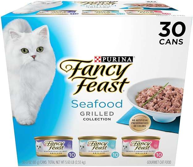 Purina Fancy Feast Grilled Wet Cat Food Seafood Collection in Wet Cat Food Variety Pack - (Pack of 30) 3 oz. Cans - Image 1