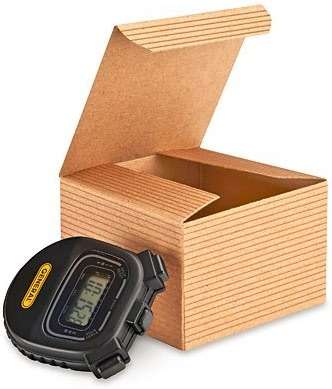 A1 Bakery Supplies Preimer High Kraft Pinstripe Brown Treat Gift Boxes (3 in X 3 in X 2 in 10 pk) - Image 1
