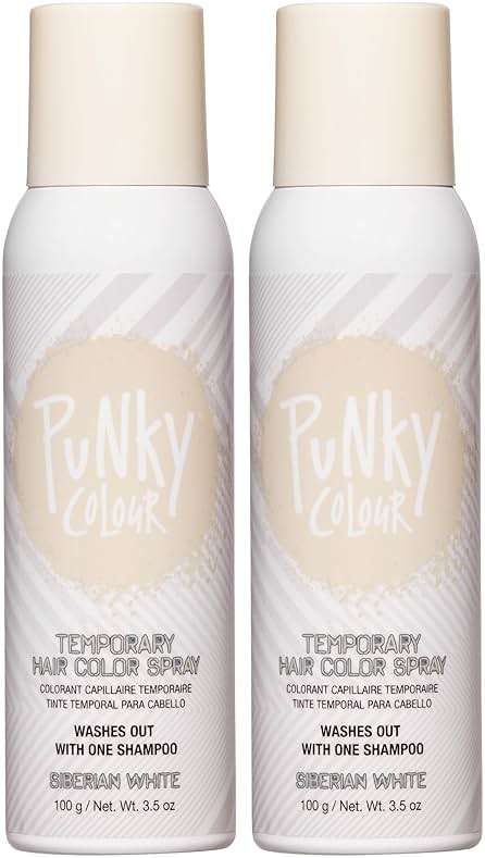 Punky Temporary Hair Color Spray – Siberian White, Instant Vivid Temporary Hair Dye for Women, Wash Out, Hair-Color Spray, 3.5 oz, 2 Pack - Image 1