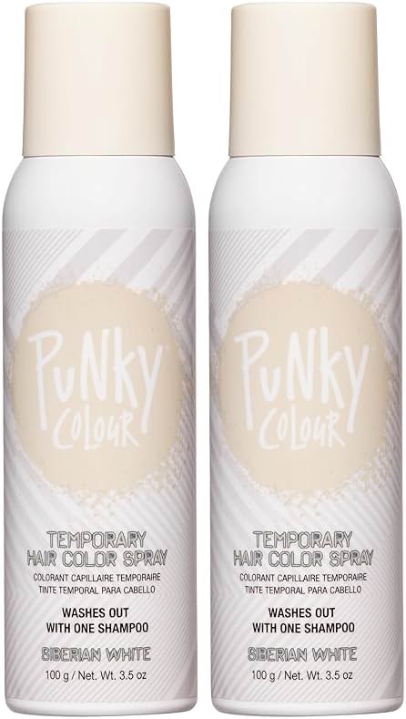 Punky Temporary Hair Color Spray – Siberian White, Instant Vivid Temporary Hair Dye for Women, Wash Out, Hair-Color Spray, 3.5 oz, 2 Pack - Product Image