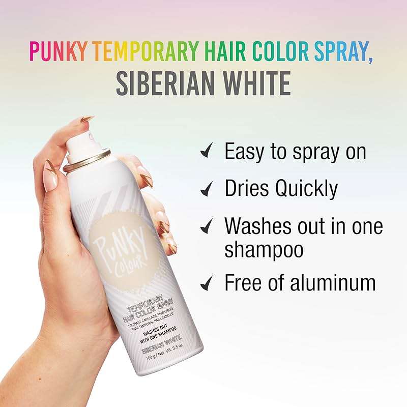 Punky Temporary Hair Color Spray – Siberian White, Instant Vivid Temporary Hair Dye for Women, Wash Out, Hair-Color Spray, 3.5 oz, 2 Pack - Image 2