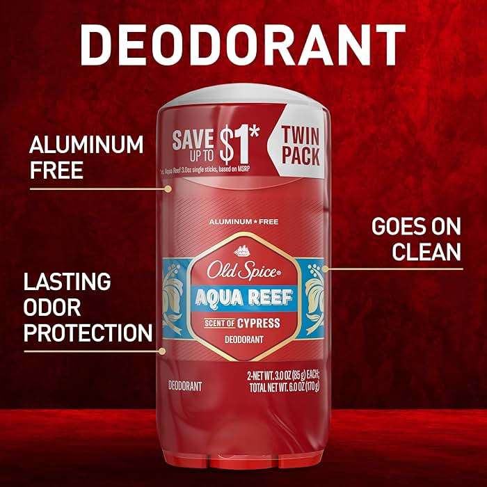 Old Spice Aluminum Free Deodorant for Men, 24/7 Odor Protection, 24/7 Freshness & Lasting Scent, Aqua Reef with Cypress Scent, 3.0 oz (Pack of 2) - Image 2