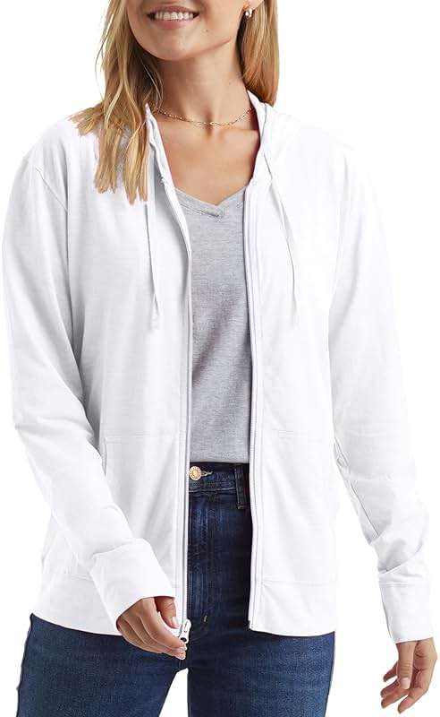 Hanes Women’s Slub Knit Full-Zip Hoodie, Textured Cotton Zip-Up T-Shirt Hoodie for Women - Image 1