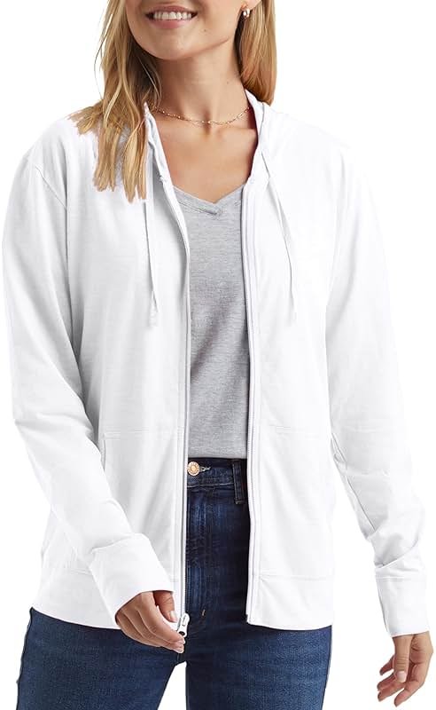 Hanes Women’s Slub Knit Full-Zip Hoodie, Textured Cotton Zip-Up T-Shirt Hoodie for Women - Product Image