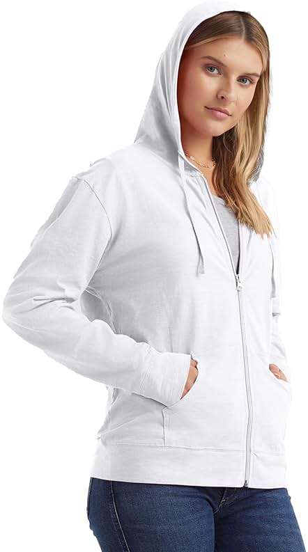 Hanes Women’s Slub Knit Full-Zip Hoodie, Textured Cotton Zip-Up T-Shirt Hoodie for Women - Image 3