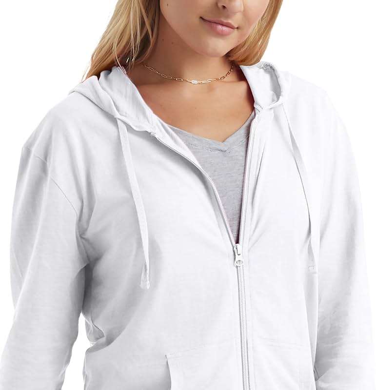 Hanes Women’s Slub Knit Full-Zip Hoodie, Textured Cotton Zip-Up T-Shirt Hoodie for Women - Image 4