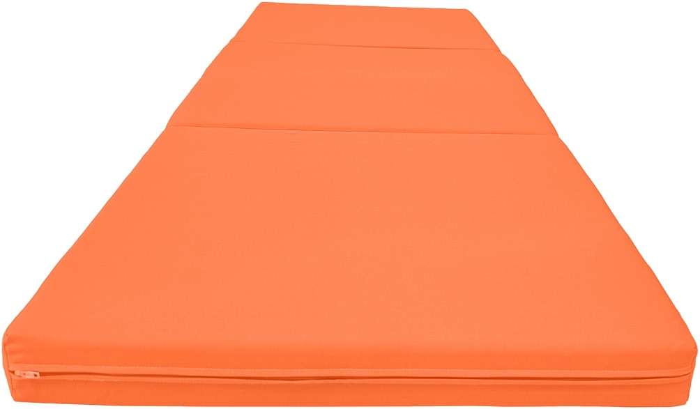 D&D Futon Furniture Trifold Foam Beds, Floor Tri-Fold Bed, Foldable Shikibuton Mattress Cushion Topper Mat for Space Saving Sleepover 3x27x75 in, Orange - Image 1