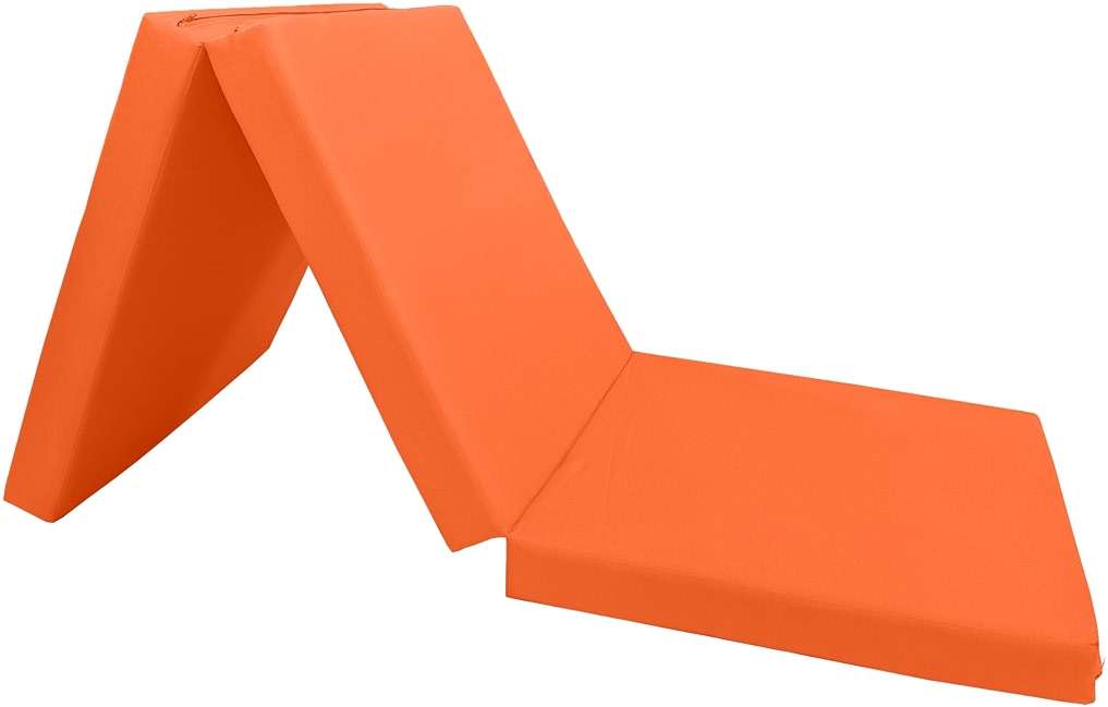 D&D Futon Furniture Trifold Foam Beds, Floor Tri-Fold Bed, Foldable Shikibuton Mattress Cushion Topper Mat for Space Saving Sleepover 3x27x75 in, Orange - Image 4