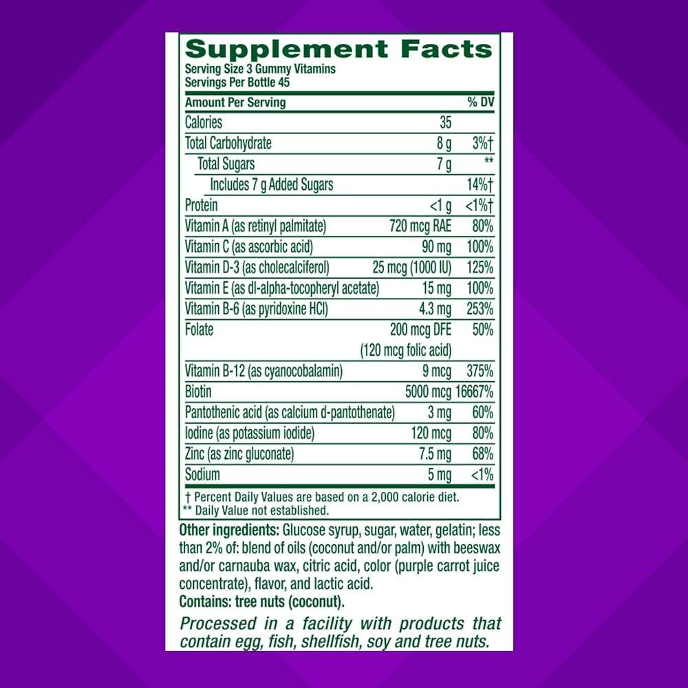 Vitafusion Gorgeous Hair, Skin & Nails Multivitamin Gummy Vitamins, plus Biotin and Antioxidant vitamins C&E, Raspberry Flavor, 135ct (45 day supply), from America’s Number One Gummy Vitamin Brand - Image 4