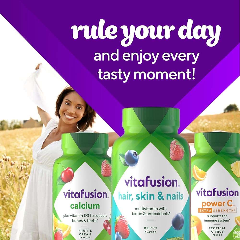 Vitafusion Gorgeous Hair, Skin & Nails Multivitamin Gummy Vitamins, plus Biotin and Antioxidant vitamins C&E, Raspberry Flavor, 135ct (45 day supply), from America’s Number One Gummy Vitamin Brand - Image 9