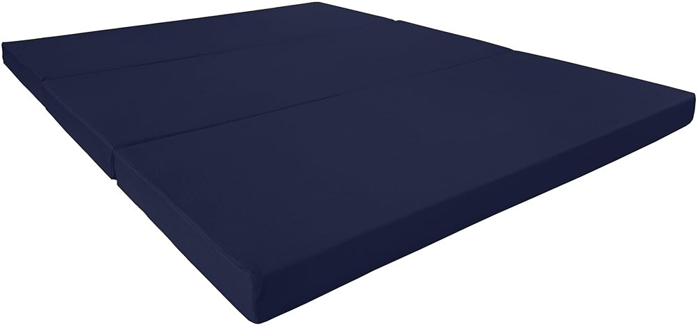 D&D Futon Furniture Portable Trifold Mattress, Foldable Foam Mattresses Small Space Saving Guest, Floor Fold Out Bed Ottoman, 4 inch Folding Cushion Pad Camping RV (Full Size 4x54x75, Navy Blue) - Product Image