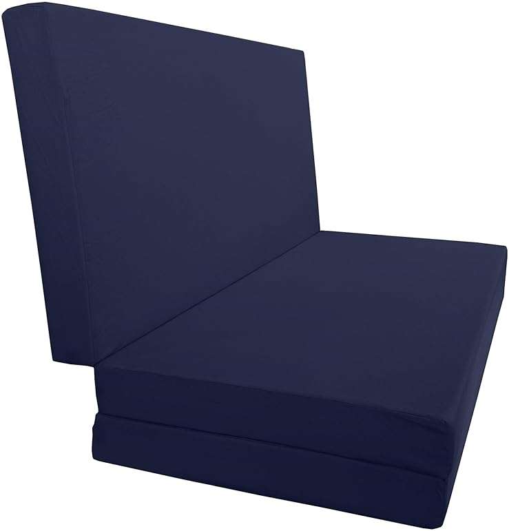 D&D Futon Furniture Portable Trifold Mattress, Foldable Foam Mattresses Small Space Saving Guest, Floor Fold Out Bed Ottoman, 4 inch Folding Cushion Pad Camping RV (Full Size 4x54x75, Navy Blue) - Image 4