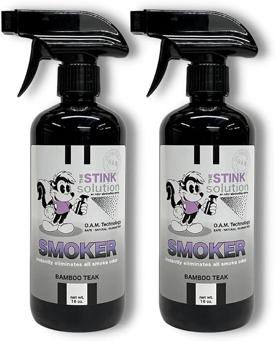 The Stink Solution Smoke Odor Eliminator Spray - Completely Remove Smoke Smell From House, Car, Clothes, Hands, Hair, & More - Best Odor Eliminator For Smoke - Bamboo Teak Fragrance - 2 16 oz Bottles - Product Image