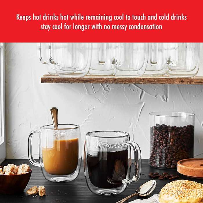 ZWILLING Sorrento Plus 2-pc Double-Wall Glass Coffee Mug Set, 12-oz, 355ml, Clear - Image 3