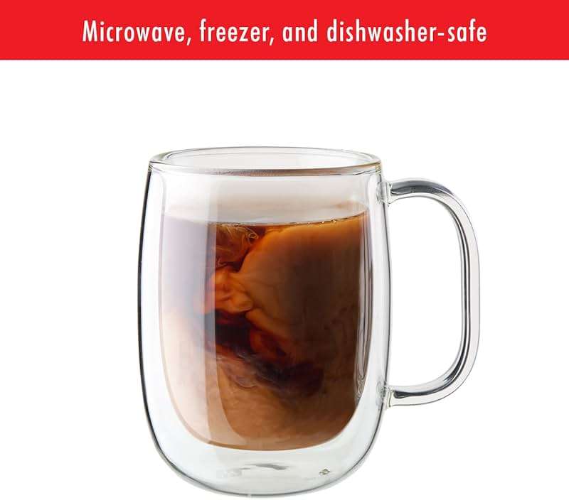 ZWILLING Sorrento Plus 2-pc Double-Wall Glass Coffee Mug Set, 12-oz, 355ml, Clear - Image 4