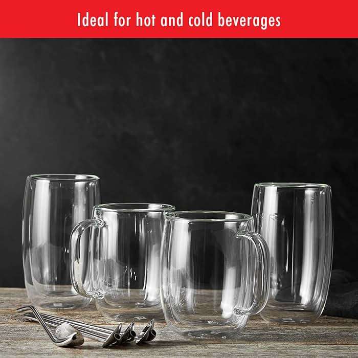 ZWILLING Sorrento Plus 2-pc Double-Wall Glass Coffee Mug Set, 12-oz, 355ml, Clear - Image 6