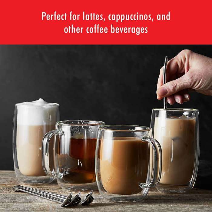 ZWILLING Sorrento Plus 2-pc Double-Wall Glass Coffee Mug Set, 12-oz, 355ml, Clear - Image 8