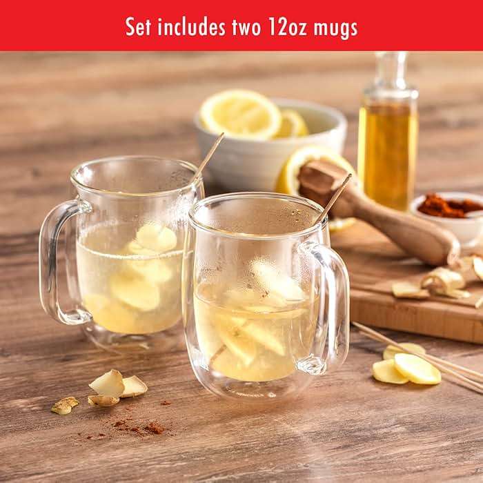 ZWILLING Sorrento Plus 2-pc Double-Wall Glass Coffee Mug Set, 12-oz, 355ml, Clear - Image 9