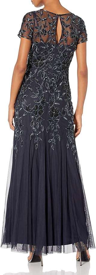 Adrianna Papell Womens Floral Beaded Godet Gown - Image 2