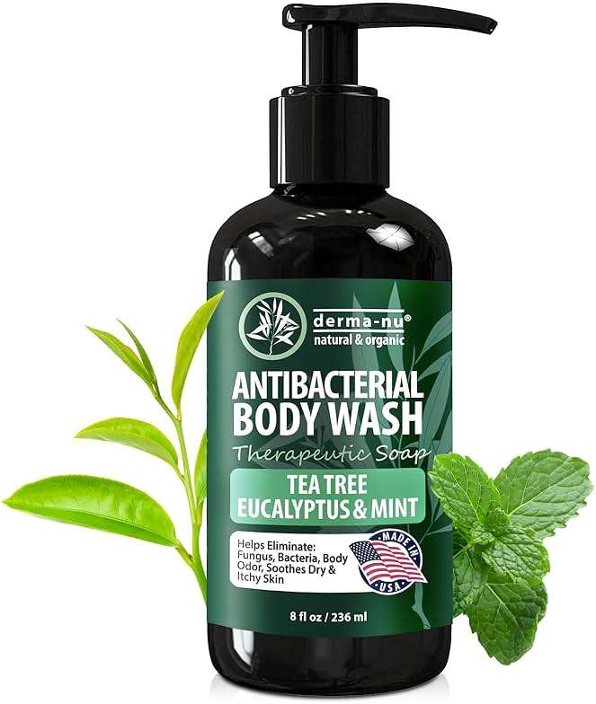 Derma-Nu Soothing Body Wash - Antibacterial Soap And Tea Tree Body Wash For Jock Itch, Athletes Foot, Eczema And Back Acne - Anti Bacterial Body Soap For Men And Women Safe For All Skin Types - 8 Oz - Image 1