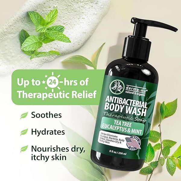Derma-Nu Soothing Body Wash - Antibacterial Soap And Tea Tree Body Wash For Jock Itch, Athletes Foot, Eczema And Back Acne - Anti Bacterial Body Soap For Men And Women Safe For All Skin Types - 8 Oz - Image 3
