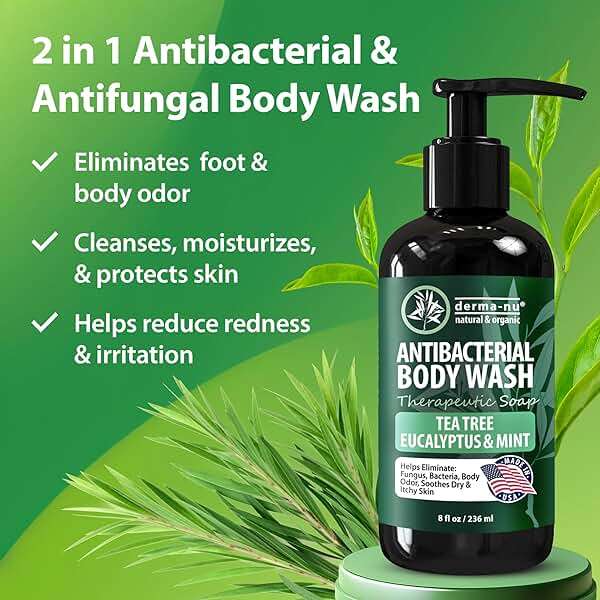 Derma-Nu Soothing Body Wash - Antibacterial Soap And Tea Tree Body Wash For Jock Itch, Athletes Foot, Eczema And Back Acne - Anti Bacterial Body Soap For Men And Women Safe For All Skin Types - 8 Oz - Image 5