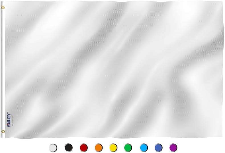 Anley Fly Breeze 3x5 Foot Solid White Flag - Vivid Color and Fade proof - Canvas Header and Double Stitched - Plain White Flags Polyester with Brass Grommets 3 X 5 Ft - Image 1