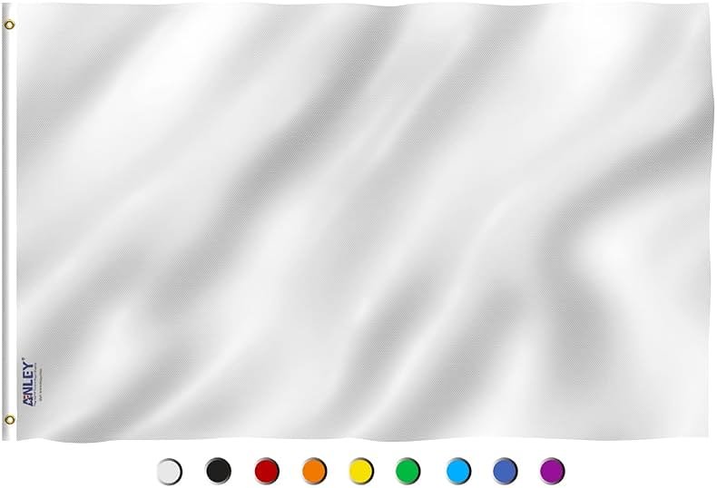 Anley Fly Breeze 3x5 Foot Solid White Flag - Vivid Color and Fade proof - Canvas Header and Double Stitched - Plain White Flags Polyester with Brass Grommets 3 X 5 Ft - Product Image