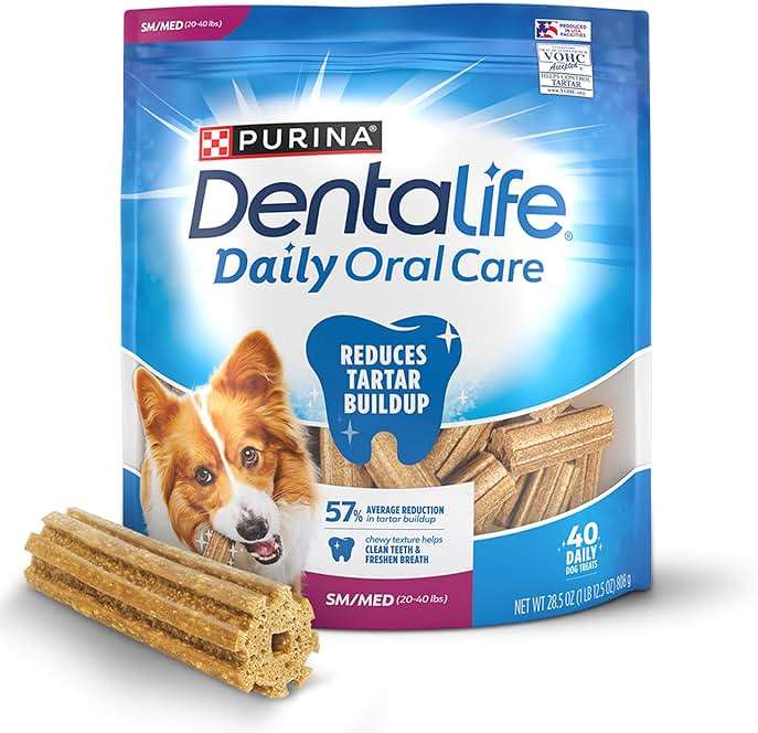 DentaLife Daily Oral Care Dog Treats for Small and Medium Dogs, Chewy Dental Treat to Freshen Breath and Fight Tartar, Chicken Flavor - 40 ct. Pouch - Image 1