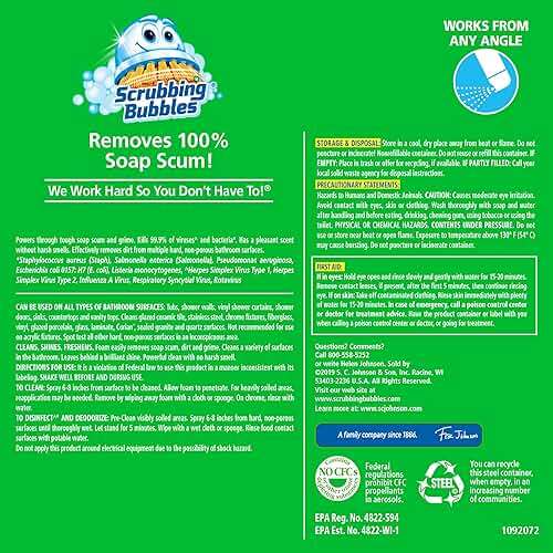 Scrubbing Bubbles Mega Bathroom and Shower Foamer Aerosol, Rainshower Scent, 20oz (Pack of 2) - Image 8
