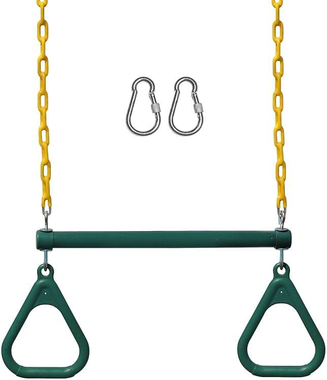 Jungle Gym Kingdom Swing Sets for Backyard, Monkey Bars & Swingset Accessories - Set Includes 18" Trapeze Swing Bar & 48" Heavy Duty Chain with Locking Carabiners - Outdoor Play Equipment (Green) - Image 1