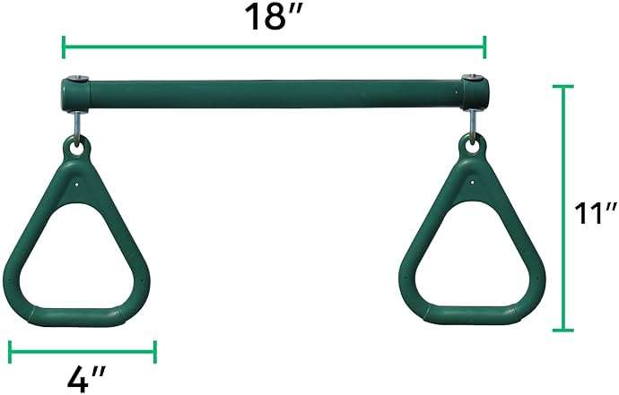 Jungle Gym Kingdom Swing Sets for Backyard, Monkey Bars & Swingset Accessories - Set Includes 18" Trapeze Swing Bar & 48" Heavy Duty Chain with Locking Carabiners - Outdoor Play Equipment (Green) - Image 2