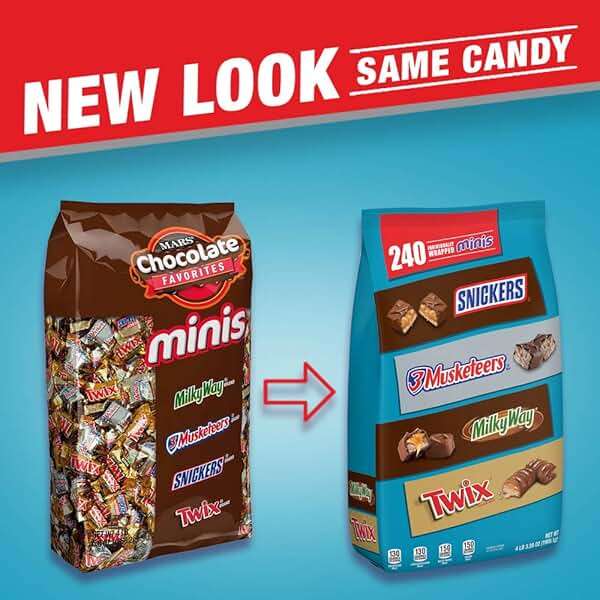 Mars SNICKERS, TWIX, 3 MUSKETEERS & MILKY WAY Individually Wrapped Variety Pack Minis Chocolate Candy Bars Bulk Assortment, 67.2 oz Bag - Image 2