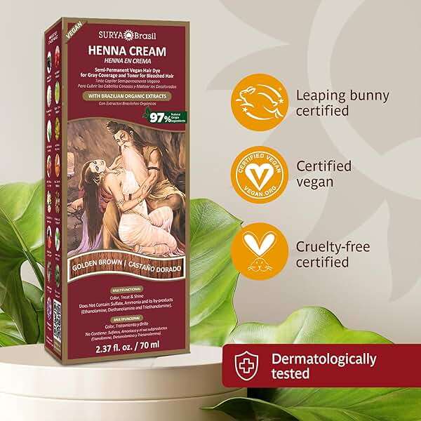 Surya Brasil - Henna Cream, Semi-Permanent Golden Brown Hair Color Treatment for Gray Coverage, Deep Conditioning Hair Dye, 2.37 oz / 70 ml - Image 4
