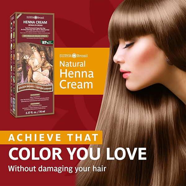 Surya Brasil - Henna Cream, Semi-Permanent Golden Brown Hair Color Treatment for Gray Coverage, Deep Conditioning Hair Dye, 2.37 oz / 70 ml - Image 6