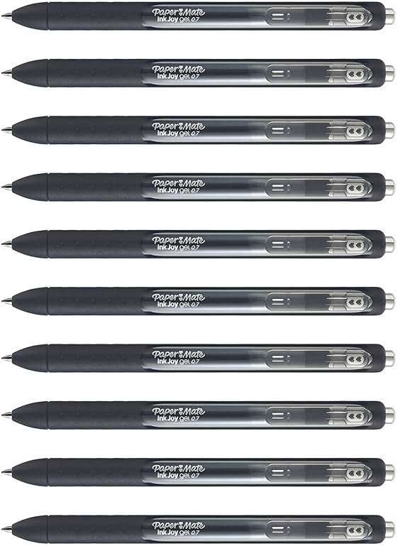 Paper Mate InkJoy Black Gel Pens Medium Point (0.7 mm) Comfort Grip 10 Count Fast Dry Ink Ideal for Smooth Writing - Image 6