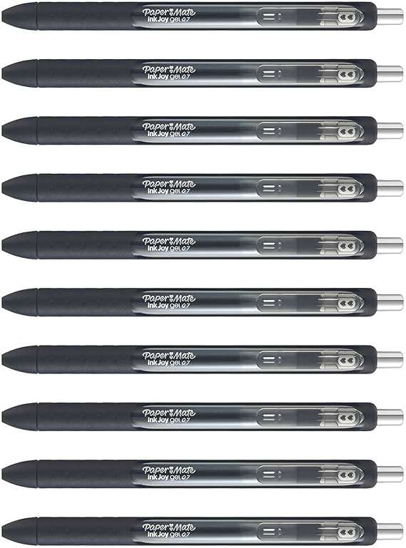 Paper Mate InkJoy Black Gel Pens Medium Point (0.7 mm) Comfort Grip 10 Count Fast Dry Ink Ideal for Smooth Writing - Image 7