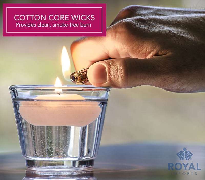 Floating Candles 3 inch White, Unscented Dripless Wax Discs | Made in USA Long Burning Floating Candles for Centerpieces 8-10 Hour Burn Time, Weddings, Parties, Home Décor & Holidays - Royal Imports - Image 7