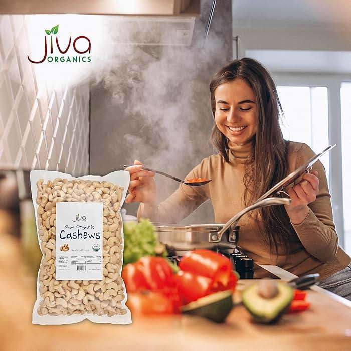 Organic Raw Cashews 2 LB Bag, Gluten-Free, Non-GMO, Vegan, Whole Raw Nuts, Unsalted, Unroasted, Crunchy & Healthy Snack, For Baking & Cooking by Jiva Organics - Image 7
