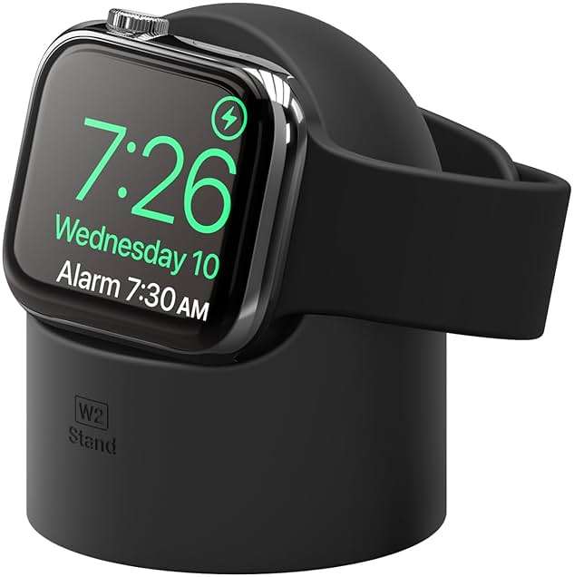 elago W2 Charger Stand Compatible with Apple Watch Series Ultra3/Ultra2/Ultra/11/10/9/8/7/6/5/4/3/2/1/SE3/SE2/SE1 (49mm, 46mm, 45mm, 44mm, 42mm, 41mm, 40mm, 38mm) - Image 1