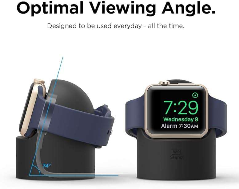 elago W2 Charger Stand Compatible with Apple Watch Series Ultra3/Ultra2/Ultra/11/10/9/8/7/6/5/4/3/2/1/SE3/SE2/SE1 (49mm, 46mm, 45mm, 44mm, 42mm, 41mm, 40mm, 38mm) - Image 5