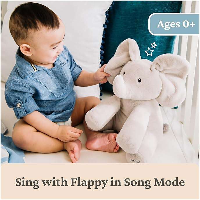 GUND Baby Animated Flappy the Elephant Plush, Singing Stuffed Animal Baby Toy for Ages 0 and Up, Gray, 12" - Image 6