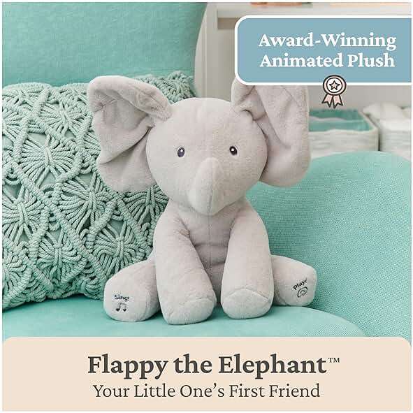 GUND Baby Animated Flappy the Elephant Plush, Singing Stuffed Animal Baby Toy for Ages 0 and Up, Gray, 12" - Image 9